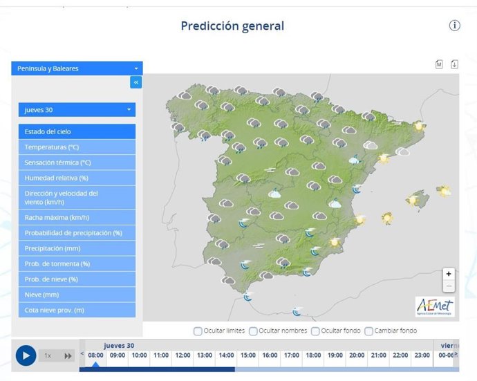 Previsión meteorología de Aemet.