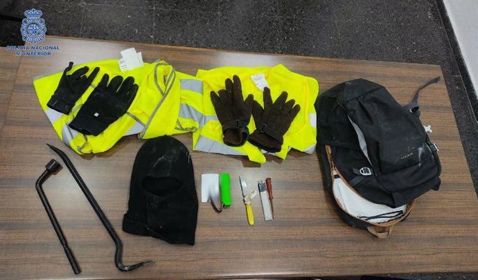 Objetos incautados a los presuntos ladrones