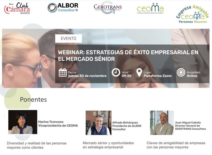 Webinar 'Estrategias de éxito empresarial en el mercado sénior'