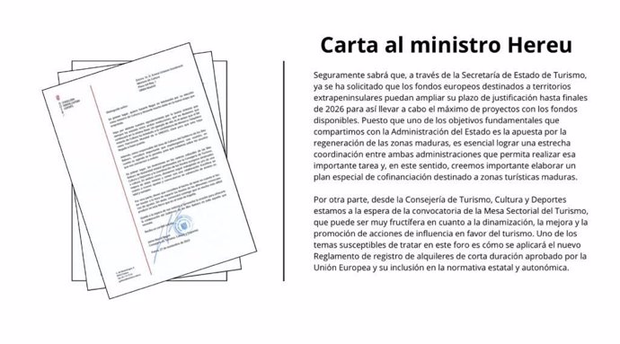 Extracto de la carta dirigida al ministro de Industria y Turismo, Jordi Hereu.