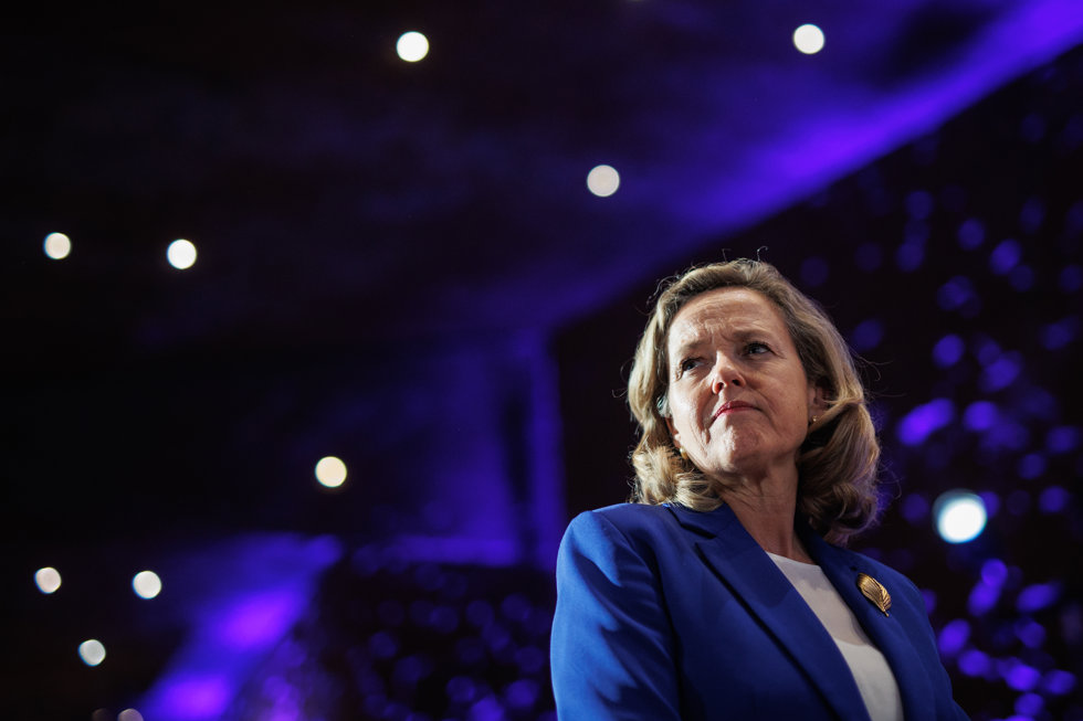 La vicepresidenta primera y Ministra de Economía, Comercio y Empresa, Nadia Calviño, durante la XIII edición de La Noche de la Economía