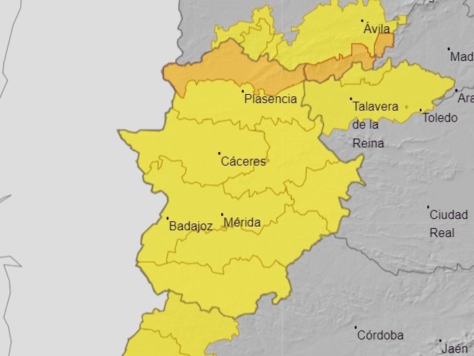 Avisos por lluvias en Extremadura.