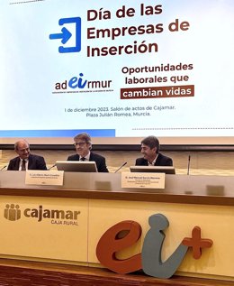 El consejero de Economía, Hacienda y Empresa, Luis Alberto Marín, durante la inauguración de las jornadas organizadas con motivo del Día de las Empresas de Inserción.
