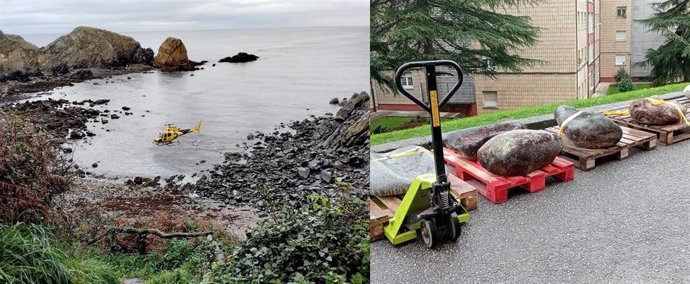 El Gobierno de Asturias recupera 16 morteros mineros de época romana en el complejo aurífero de Salave-Lagunas de Silva, en Tapia de Casariego