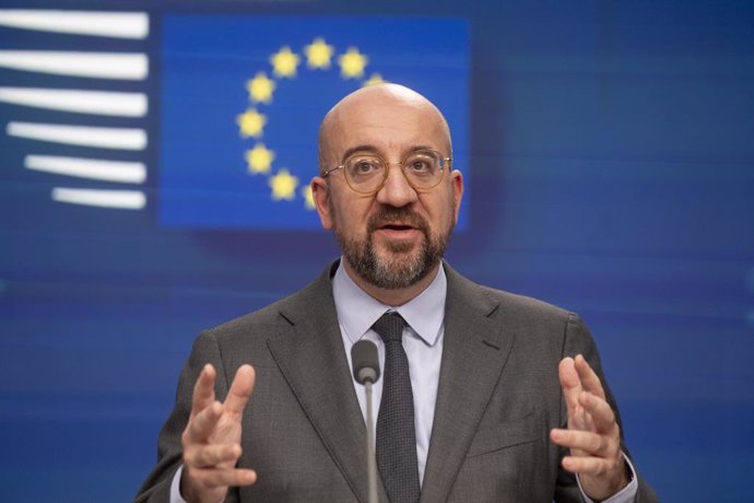 Archivo - 27 October 2023, Belgium, Brussels: European Council President Charles Michel speaks during a press conference on the second day of the European council. Photo: Hatim Kaghat/Belga/dpa