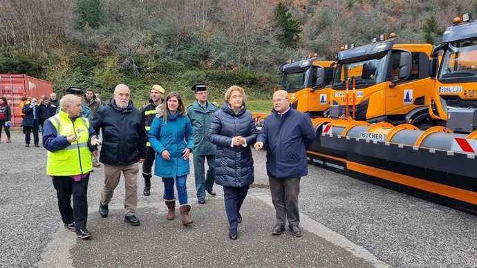 La delegada del Gobierno en Asturias, Delia Losa, en la reunión de coordinación de vialidad invernal en el centro de control de La Ablaneda