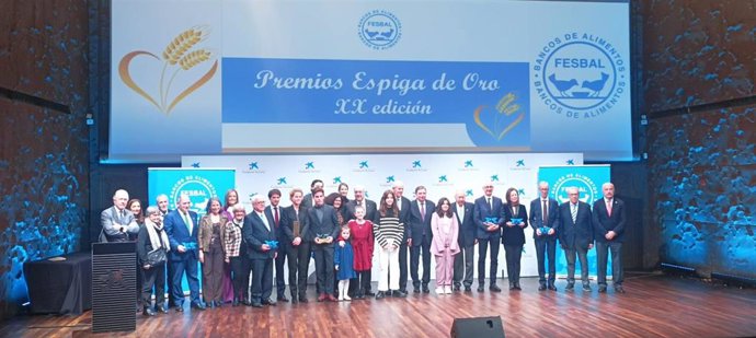 Celebración de la XX gala de los 'Premios Espiga de Oro',  iniciativa los 54 Bancos de Alimentos que componen la Federación Española de Bancos de Alimentos (FESBAL), el 30 de noviembre en el auditorio CaixaForum de Madrid.