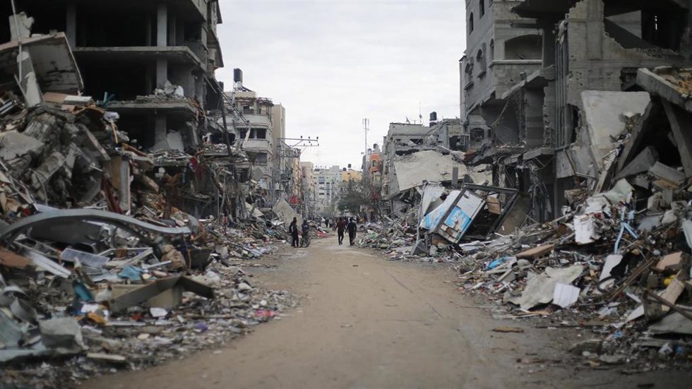 Imagen de archivo de bombardeos israelíes en el norte de Gaza 
