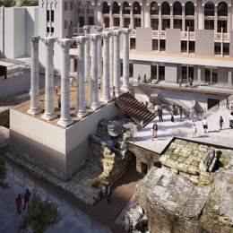 Recreación de la culminación de obras en el Templo Romano de Córdoba.