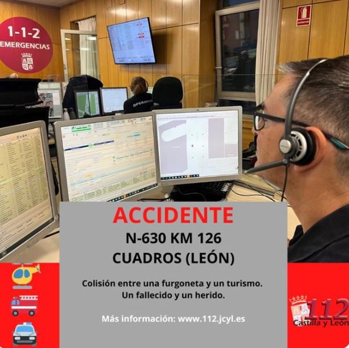Accidente de tráfico con un fallecido en Cuadros (León).