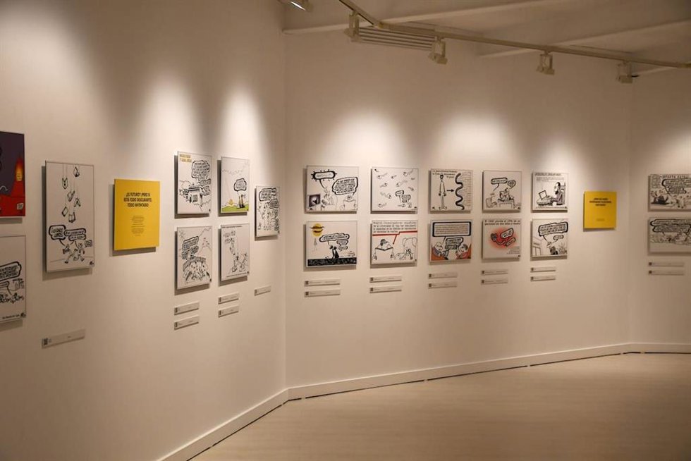Imagen de la exposición 'La ciencia según Forges' en el Rectorado de la UHU.