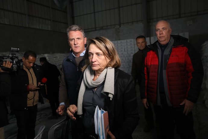 Archivo - January 31, 2023, Gaza city, Gaza Strip, Palestinian Territory: Lynn Hastings, Humanitarian Coordinator for the occupied Palestinian territory and Thomas White - Director of UNRWA Affairs, visit the aid distribution center on the occasion of f