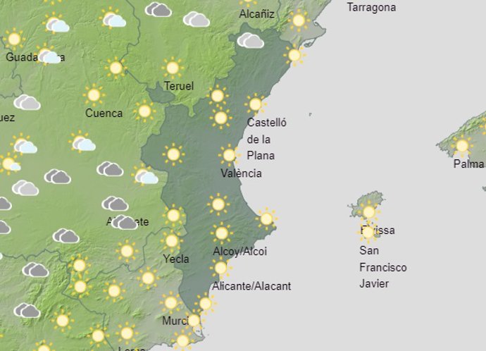 Predicción del tiempo para este sábado 2 de diciembre de 2023 en la Comunitat Valenciana