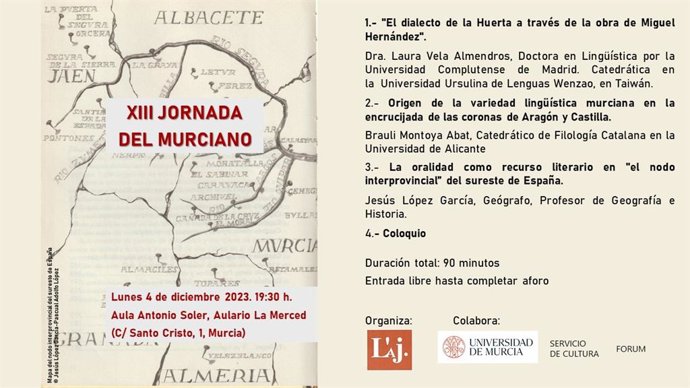 L'Ajuntaera celebra este lunes la XIII Jornada sobre el murciano