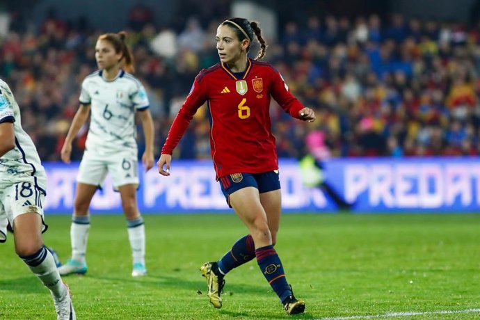 Aitana Bonmati of Spain in action during the Women's Nations League, Group D, football match played between Spain and Italy at Pasaron Municipal stadium on December 01, 2023, in Pontevedra, Spain.