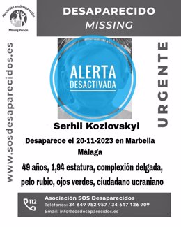 Desactivada la alerta por la desaparición de un ciudadano ucraniano en Marbella.