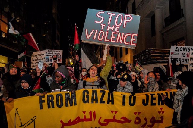 Protestas en Nueva York para pedir el alto el fuego entre Hamás e Israel 