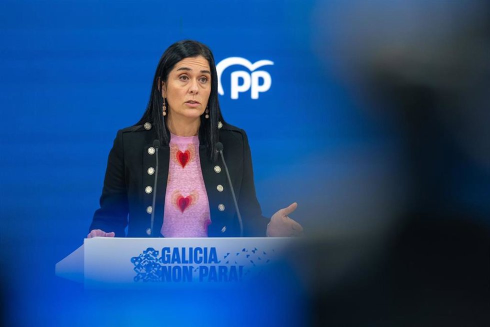 La secretaria xeral del PPdeG, Paula Prado, en rueda de prensa. 