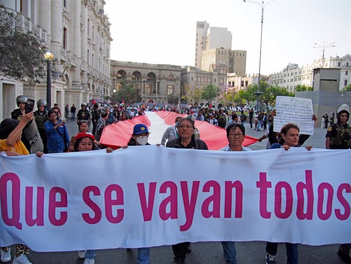 Manifestación contra la presidenta de Perú, Dina Boluarte, en Lima, Perú