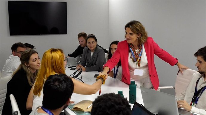 La vicepresidenta tercera y ministra para la Transición Ecológica y Reto Demográfico, Teresa Ribera, en la Cumbre del Clima de Dubai (COP28).