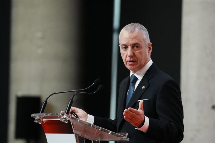 El Lehendakari, Iñigo Urkullu, interviene durante unas jornadas organizadas por el diario El Correo, en el palacio Euskalduna de Bilbao, a 4 de diciembre de 2023, en Bilbao, Vizcaya, País Vasco (España).