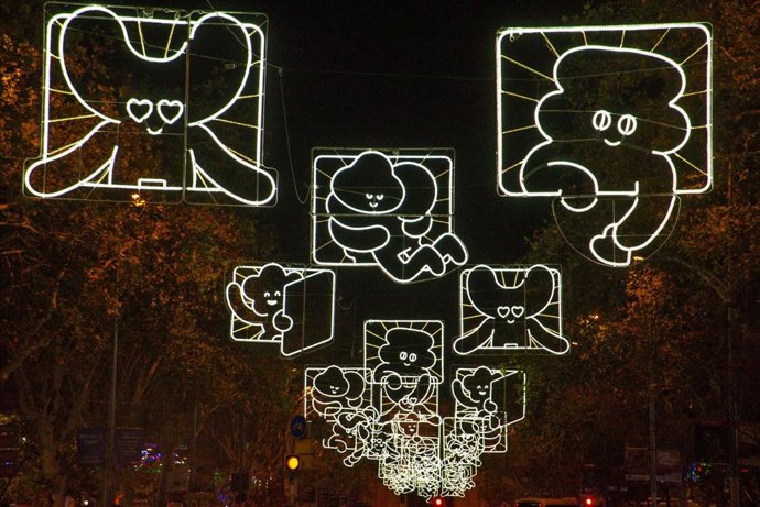 Decoraciones y luces de Navidad en Barcelona.