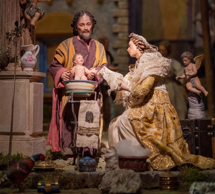 Archivo - Detalles del Belén de la Fundación Cajasol expuesto el pasado año.