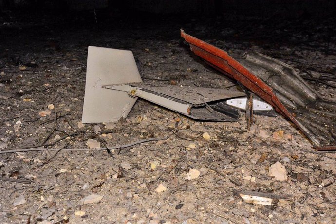 Archivo - Restos de un dron lanzado por las fuerzas rusas sobre territorio Ucraniano