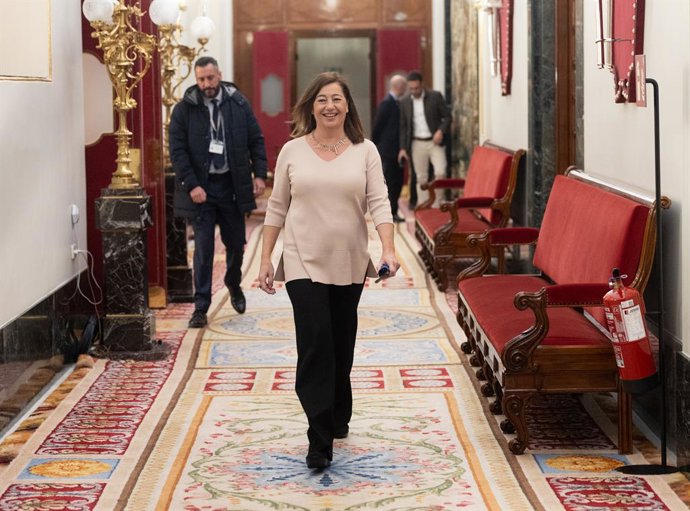 La presidenta del Congreso de los Diputados, Francina Armengol, a su llegada a una reunión de la Mesa del Congreso, a 5 de diciembre de 2023, en Madrid (España).