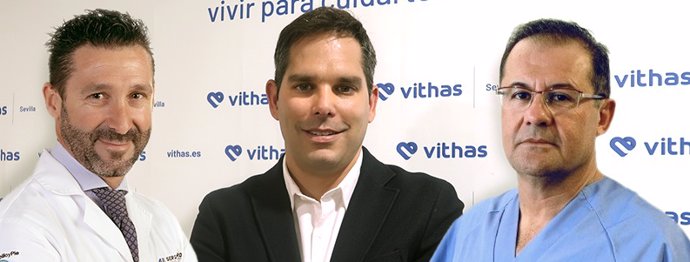 Los tres especialistas del Hospital Vithas Sevilla seleccionados en la lista de 'Top Doctors Awards'.