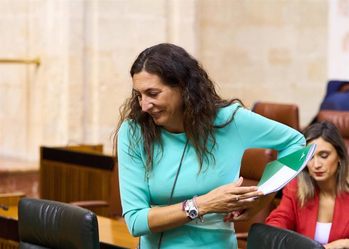 Archivo - La consejera de Inclusión Social, Juventud, Familias e Igualdad, Loles López, en el Pleno del Parlamento andaluz. (Foto de archivo).