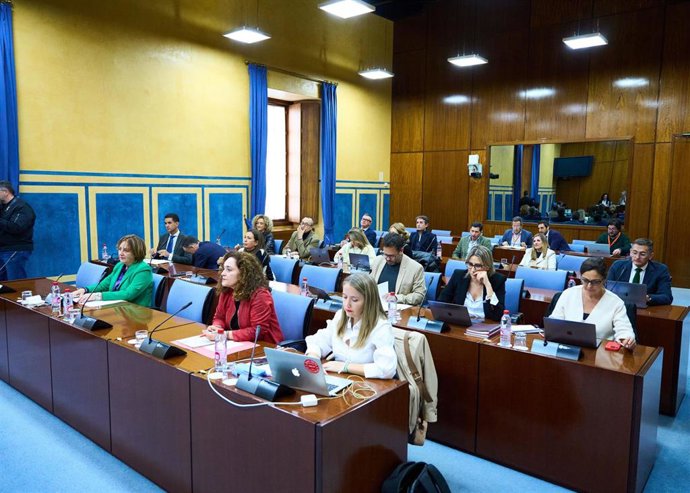Diputados en la comisión de Economía, Hacienda y Fondos Europeos del Parlamento andaluz. (Foto de archivo).