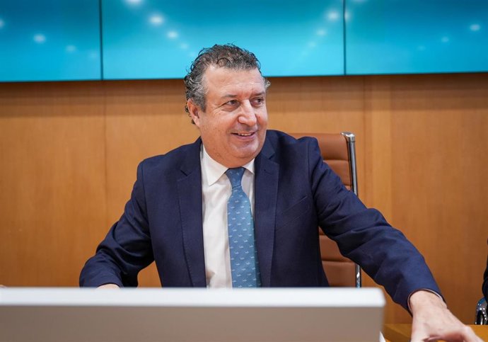 El presidente de la Diputación de Sevilla, Javier Fernández (c), durante una sesión plenaria. 