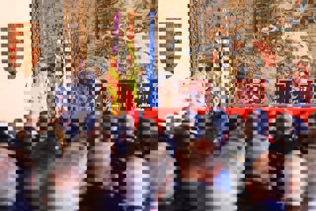 La presidenta del Govern, Marga Prohens, durante su discurso en La Almudaina