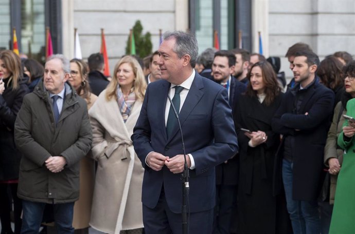 El secretario general de PSOE de Andalucía, Juan Espadas, en el acto homenaje por el aniversario de la Constitución en el Congreso.
