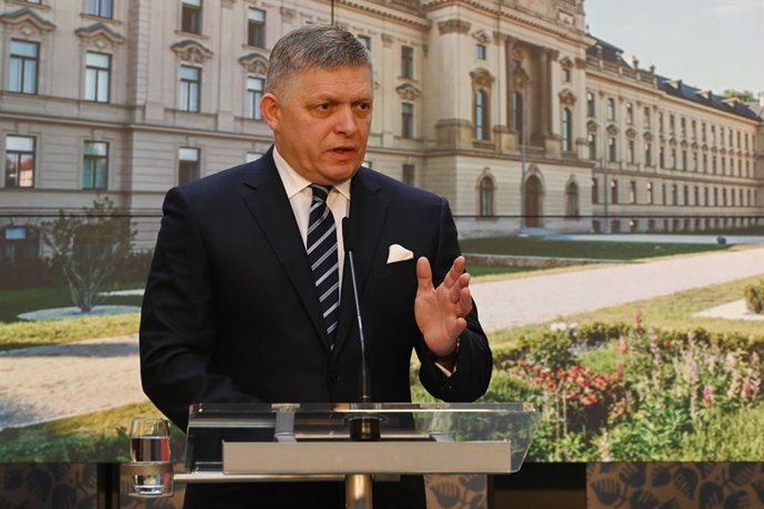 November 24, 2023, Prague, Czech Republic: Slovak prime minister Robert Fico seen during a joint press conference after the meeting of Prime ministers of Slovakia and Czech Republic. Prime minister of Slovakia Robert Fico visits the Czech Republic on hi