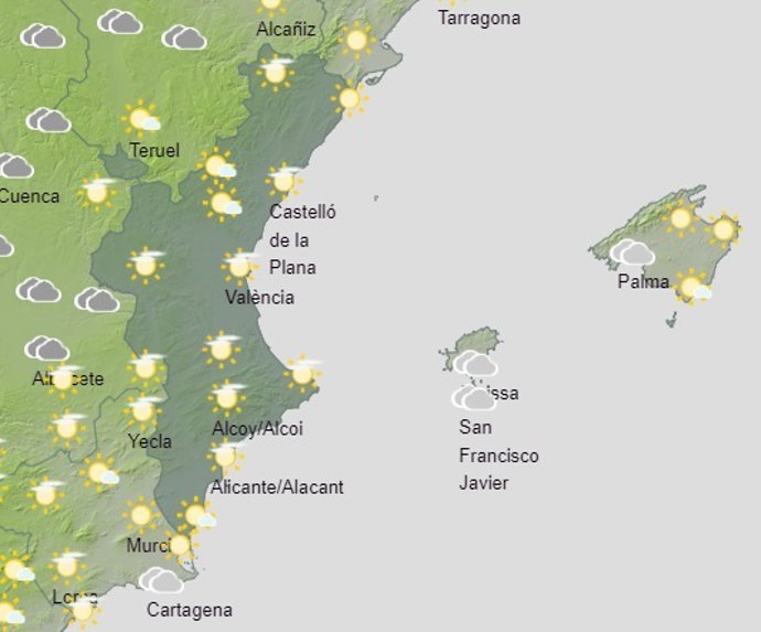 Predicción de Aemet para la Comunitat Valenciana del 7 de diciembre de 2023