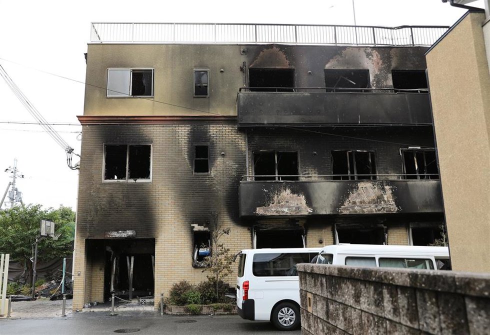 Archivo - Edificio de la empresa Kyoto Animation tras sufrir un incendio provocado