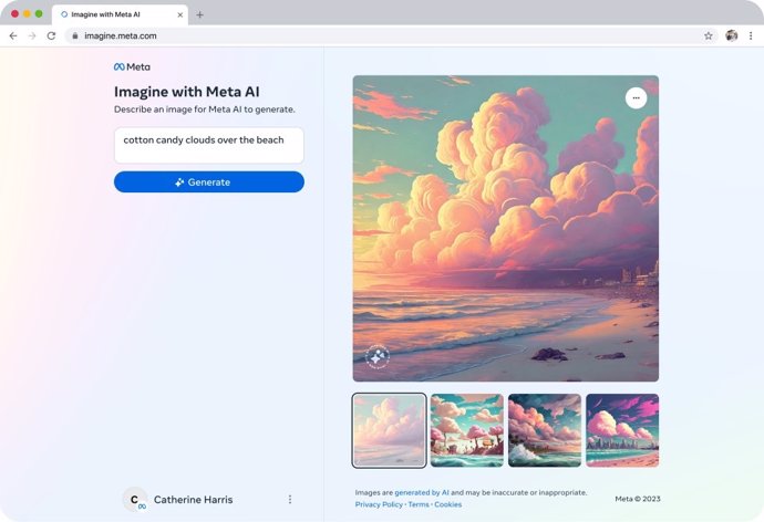 El nuevo generador web de imágenes de Meta, Imagine.