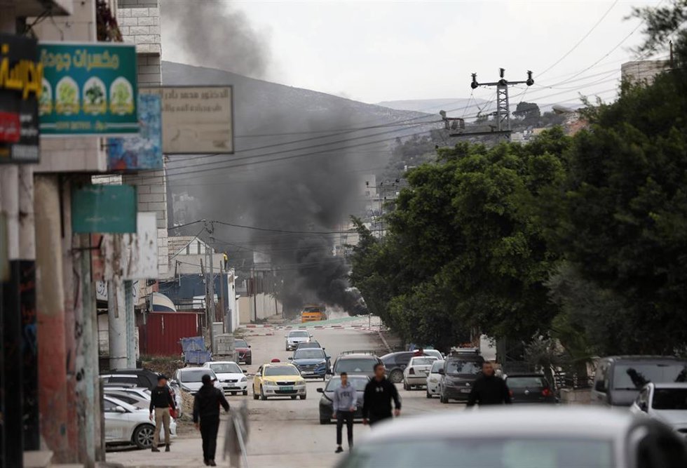Enfrentamientos en el campo de refugiados de Balata, cerca de la ciudad de Nablús (Cisjordania)