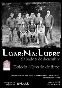 Cartel de la actuación de Luar Na Lubre en el Círculo de Arte de Toledo.
