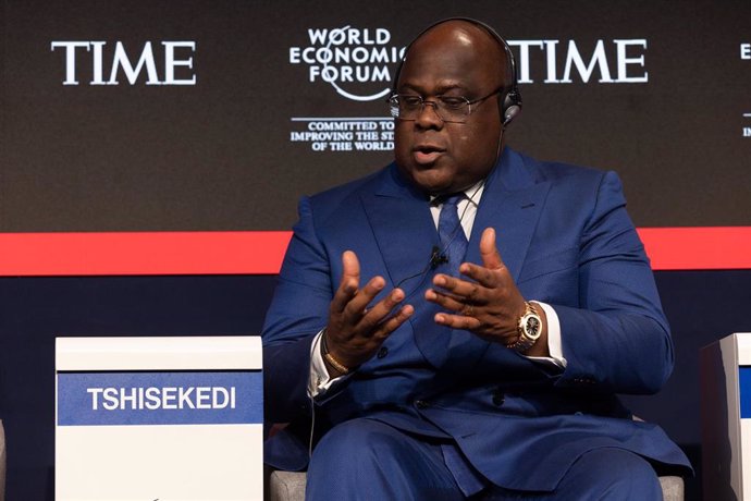 Archivo - El presidente de República Democrática del Congo, Félix Tshisekedi, en el Foro Económico Mundial en Davos