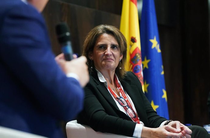 La ministra Teresa Ribera interviene en el acto Socialists and Democrats (S&D) 'Una estrategia global para una adaptación justa al cambio climático' a 10 de octubre de 2023, en Málaga, (Andalucía, España).