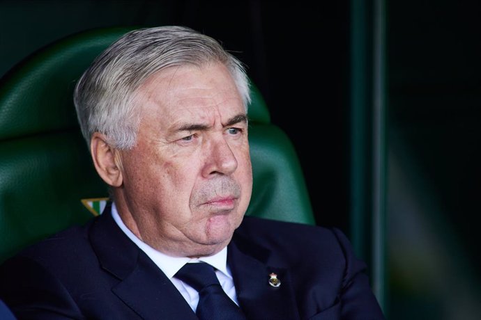 Carlo Ancelotti, head coach of Real Madrid, looks on during the Spanish league, La Liga EA Sports, football match played between Real Betis and Real Madrid at Benito Villamarin stadium on December 9, 2023, in Sevilla, Spain.