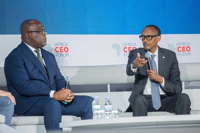 Archivo - Félix Tshisekedi y Paul Kagame en una imagen de archivo