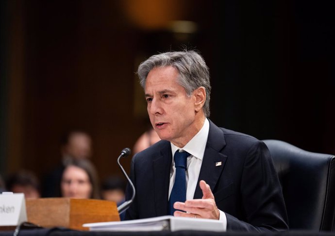 Archivo - WASHINGTON, Oct. 31, 2023  -- U.S. Secretary of State Antony Blinken testifies during a hearing before the Senate Appropriations Committee in Washington, D.C., the United States, on Oct. 31, 2023. Multiple protesters demanding an immediate cea