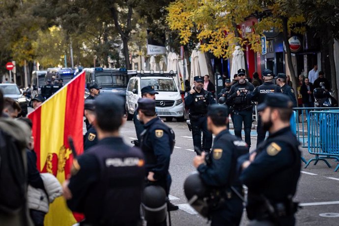 Varios agentes de la Policía Nacional durante una manifestación 