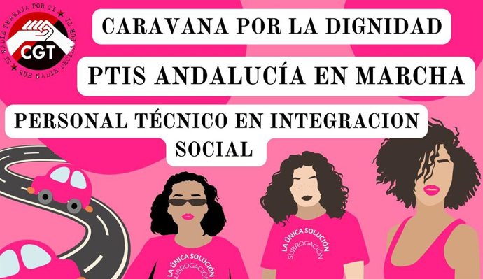 PTIS externalizadas, convocadas por CGT, comienzan una 'caravana por la dignidad' que recorrerá varias provincias andaluzas