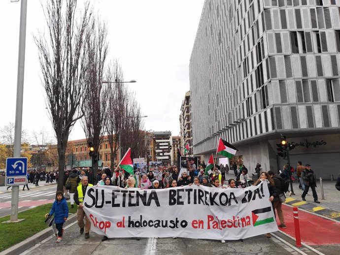 Manifestación en apoyo de Palestina y para reclamar un alto el fuego.