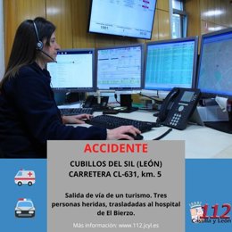 Gráfico elaborado por el 112 con datos sobre el accidente en la CL-631 en Cubillos del Sil